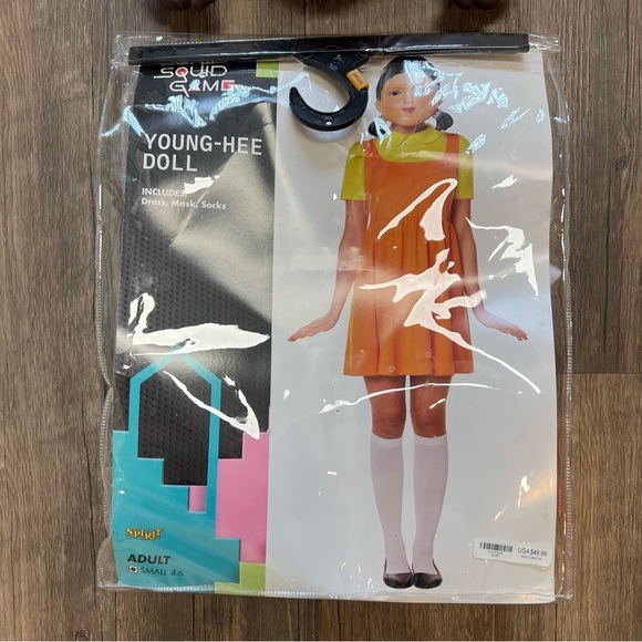 Netflix Squid Game Young-Hee Doll Deluxe Spirit Costume Mask Costplay Party S - Picture 8 of 10